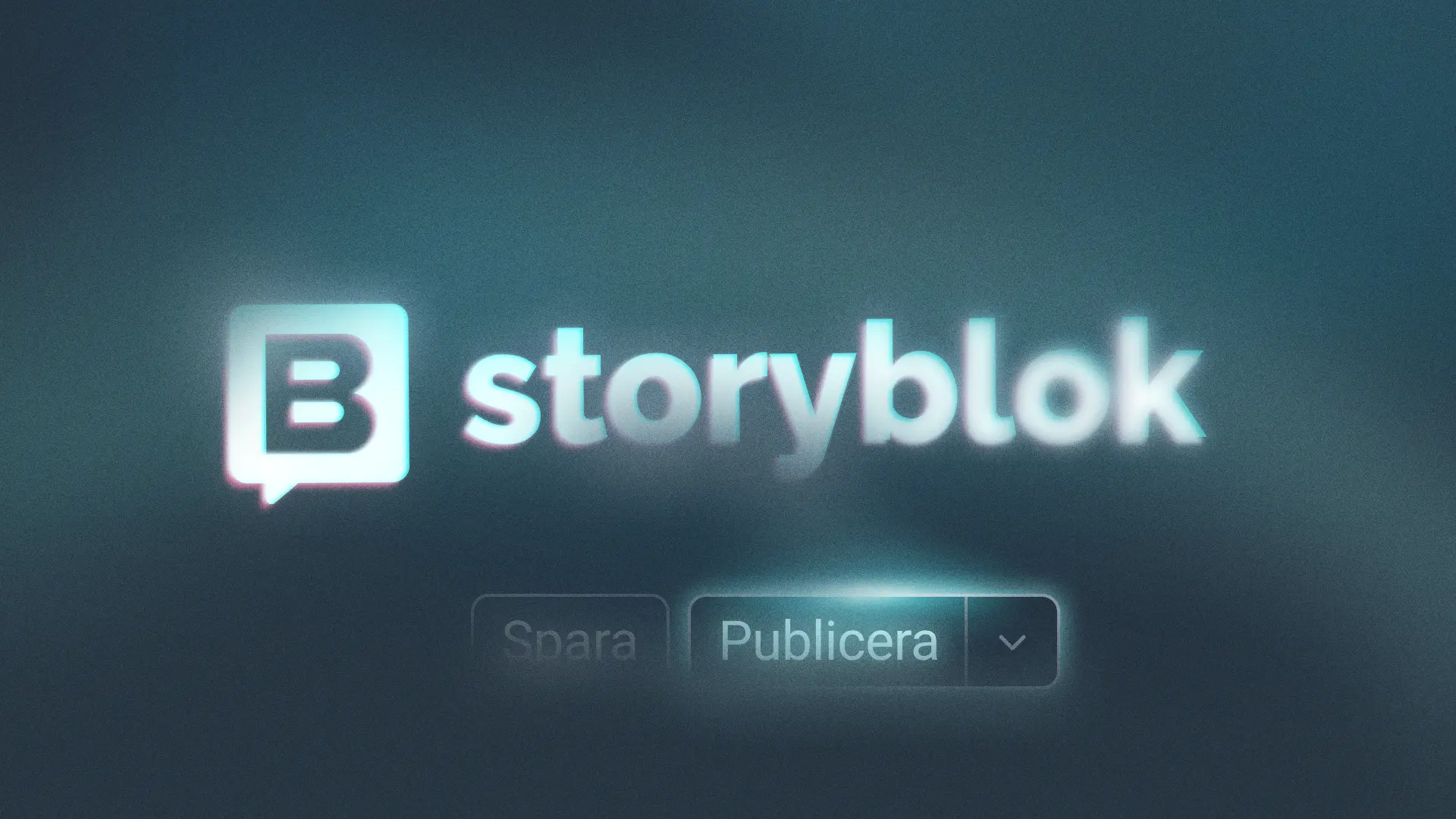 Storybloks logotyp på en blurrig bakgrund och två knappar som säger Spara och Publicera