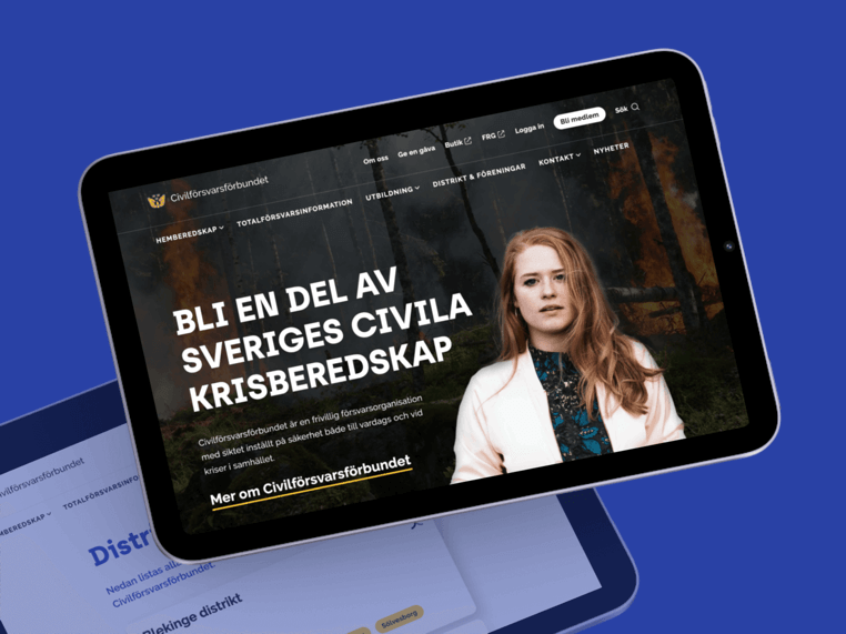 Civilförsvarets nya webbplats visas på en surfplatta